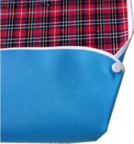 img 1 attached to Reusable Waterproof Adult Bib With Foldable Food Pocket For Eating - Red
