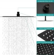 black shower head - lordear 12 inch rainfall black shower head square solid ultra thin 304 stainless steel fixed rain shower head with self cleaning nozzles logo