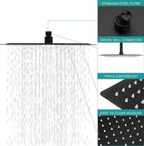 img 4 attached to Black Shower Head - Lordear 12 Inch Rainfall Black Shower Head Square Solid Ultra Thin 304 Stainless Steel Fixed Rain Shower Head With Self Cleaning Nozzles