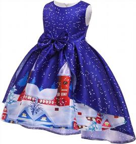 img 2 attached to Очаровательные рождественские платья для девочек с принтами Деда Мороза и снежинок - идеально подходят для праздничных вечеринок и подарков!