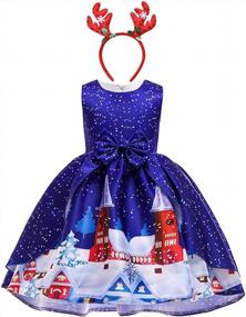 img 4 attached to Очаровательные рождественские платья для девочек с принтами Деда Мороза и снежинок - идеально подходят для праздничных вечеринок и подарков!