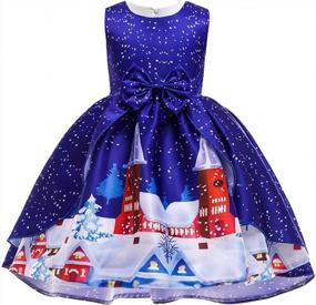 img 3 attached to Очаровательные рождественские платья для девочек с принтами Деда Мороза и снежинок - идеально подходят для праздничных вечеринок и подарков!