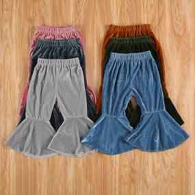 img 2 attached to Opperiaya 3-Pack Toddler Kids Girl Pants Velvet Ruffle Bell Bottom Flare Pants Leggings Trousers