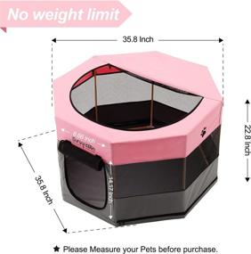 img 3 attached to Medium Wood Frame Dog Playpen with Waterproof Bottom - SweetBin Travel Pet 🐾 Play Pen for Medium Dogs, Cats, and Puppies - Features Side Door for Easy Access