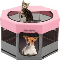 medium wood frame dog playpen with waterproof bottom - sweetbin travel pet 🐾 play pen for medium dogs, cats, and puppies - features side door for easy access логотип