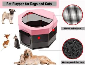 img 2 attached to Medium Wood Frame Dog Playpen with Waterproof Bottom - SweetBin Travel Pet 🐾 Play Pen for Medium Dogs, Cats, and Puppies - Features Side Door for Easy Access