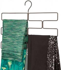 img 4 attached to MDesign Modern Metal Closet Rod Hanging Accessory Storage Organizer Rack For Scarves, Ties, Yoga Pants, Leggings, Tank Tops - Snag Free, Geometric Design, 8 Sections - Bronze