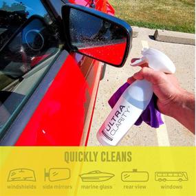 img 2 attached to 🚗 Premium ULTRA CLARITY Auto Windshield &amp; Glass Cleaning Spray Kit – 18 oz Spray Bottle, 2 Large Microfiber Cloths Included – Safe for Tinted Windows, Touchscreen Displays, Optical Grade Formula – High Shine Streak-Free Cleaner