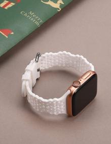 img 3 attached to 3-Pack Compatible Apple Watch Band Women 41/40/38Mm Soft Silicone Lace Flower Cutouts Scalloped Breathable Waterproof Sweatproof IWatch Series 8 7 6 5 4 3 2 1 SE Bands For Girls Teens.