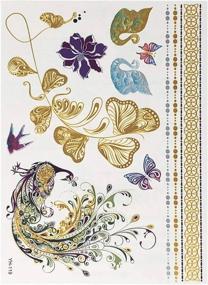 img 3 attached to Get Your Goddess On: Metallic Gold, Silver, And Black Temporary Tattoos - 6 Sheets