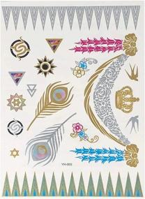 img 2 attached to Get Your Goddess On: Metallic Gold, Silver, And Black Temporary Tattoos - 6 Sheets