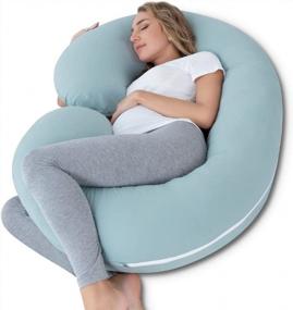 img 4 attached to Cooling Pregnancy Pillow For Moms-To-Be | INSEN Jersey Cover C Shaped Full Body Support