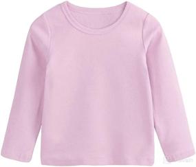 img 4 attached to 👶 Toddler Unisex Organic Cotton Long Sleeve Tee Shirt | Solid Color Basic Plain Top for Baby Boy or Girl | Kids Clothing