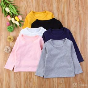 img 2 attached to 👶 Toddler Unisex Organic Cotton Long Sleeve Tee Shirt | Solid Color Basic Plain Top for Baby Boy or Girl | Kids Clothing