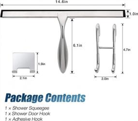 img 1 attached to Simtive 14-Inch Shower Squeegee Kit With Hook And Adhesive For Glass Doors, Mirrors & Windows - Silver