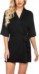 img 1 attached to Soft Knit Kimono Robe For Women With Pockets - Lightweight Spa Bathrobe By ADOME