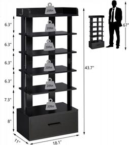 img 3 attached to Organize Your Shoes In Style With Usikey'S 6-Tier Vertical Shoe Rack With Drawer And Hooks In Black