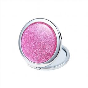 img 4 attached to Получите гламур на ходу с мини-портативным металлическим складным зеркалом для макияжа KOLIGHT® - Pink