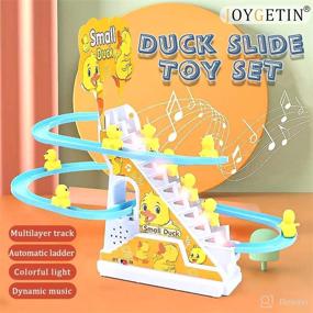 img 3 attached to 🦆 Entertaining JOYGETIN Small Ducks Climbing Toy: Electric Duck Roller Coaster with Flashing Lights & Music!