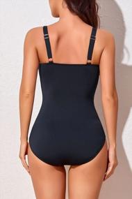 img 3 attached to Women'S Slimming High Neck Push Up Swimsuit - Retro Vintage One Piece Bathing Suit - Tummy Control