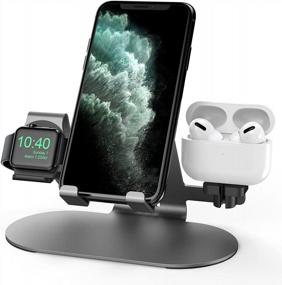 img 4 attached to Ultimate Aluminum Charging Station For Apple Watch, IPad, AirPods, And IPhone - Space Gray Edition. Compatible With IWatch Series 1-8, IPad, AirPods Pro 1-3, And IPhone 6S To 14
