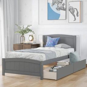 img 4 attached to Maximize Space And Style With Merax Solid Wood Twin Platform Bed With 2 Drawers – No Box Spring Required!