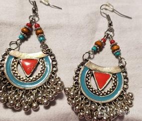 img 7 attached to 🌸 Bohemian Vintage Handmade Beaded Charms Earrings - Statement Drop Dangle Earrings for Women and Girls - Ethnic Boho Jewelry Gift