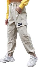 img 3 attached to 👖 SANGTREE Girls' Clothing with Elastic Drawstring and Tapered Pockets - Pants & Capris