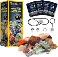 explore nature's gems: national geographic rock tumbler refill kit with mookaite, kabamba, and more - includes 8 jasper varieties, 4 grit grades, jewelry fastenings, and learning guide logo