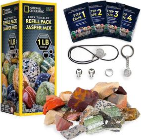 img 4 attached to Explore Nature's Gems: NATIONAL GEOGRAPHIC Rock Tumbler Refill Kit with Mookaite, Kabamba, and More - Includes 8 Jasper Varieties, 4 Grit Grades, Jewelry Fastenings, and Learning Guide