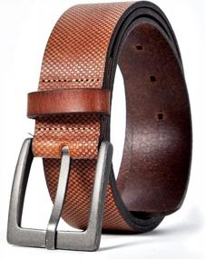 img 4 attached to Lebrutt Genuine Leather Casual Jeans Men's Accessories and Belts