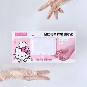 img 1 attached to 🐱 Hello Kitty Chef Gloves: 50Pcs Medium PVC Disposable Gloves for Food Handling & Kitchen Cleaning