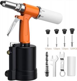 img 4 attached to Kamtop Pneumatic Hydraulic Pop Rivet Gun With 500 Pcs Rivets - Heavy Duty Double Power Air Riveting Rivet Tool With Nose Pieces For 3/32", 1/8", 5/32", 3/16" Capacity