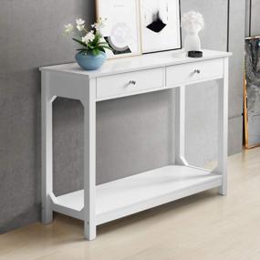 img 4 attached to White Console Table With 2 Drawers - Perfect For Entryway Or Small Hallway Storage!