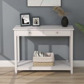 img 2 attached to White Console Table With 2 Drawers - Perfect For Entryway Or Small Hallway Storage!
