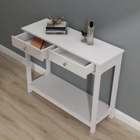 img 1 attached to White Console Table With 2 Drawers - Perfect For Entryway Or Small Hallway Storage!