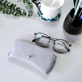img 1 attached to Portable Leather Glasses Case,Flexible Sunglasses Pouch Slim Case For Women Men Horizontal Eyeglass Case