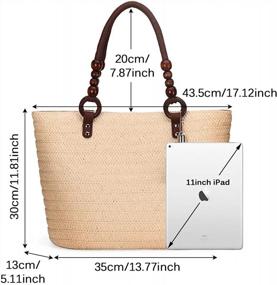 img 3 attached to Kadell - Straw Beach Bag, Women Shoulder Bag Casual Handbag Tote Bag Purse Beach Bag