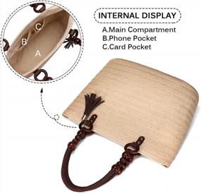 img 1 attached to Kadell - Straw Beach Bag, Women Shoulder Bag Casual Handbag Tote Bag Purse Beach Bag