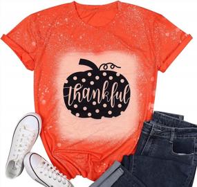 img 4 attached to Thankful Pumpkin Shirts Women Cute Polka Dot Graphic Fall Tops Tee Casual Short Sleeve Holiday Shirts Top