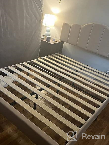 img 1 attached to VECELO Queen Upholstered Platform Bed: Height-Adjustable Tufted Headboard And Strong Wood Slat Support For Mattress Foundation - No Box Spring Needed In Champagne Beige review by David Carmody