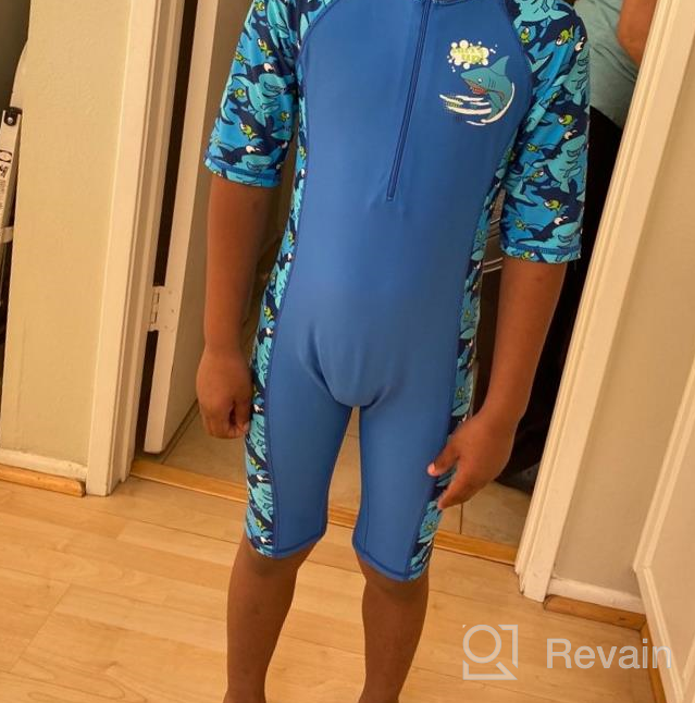 img 1 attached to TFJH E Boys Swimsuits: One-Piece Zip Rash Guard Suits for Toddler - 50+ UV Sun Protection review by Bryan Maignan