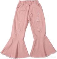 taohong toddler baby girl flared jeans: stylish ripped bell-bottom denim pants for spring-fall fashion логотип