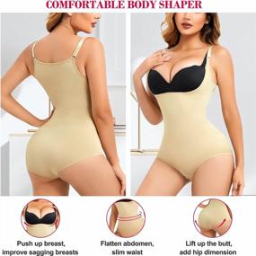img 2 attached to Gotoly Shapewear Bodysuit: Tummy Control, Waist Trainer & Butt Lifter For Women!