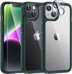 tauri 5-in-1 iphone 14 case, military-grade shockproof slim phone case with 2 tempered glass screen protectors and 2 camera lens protectors - not yellowing, suitable for iphone 14 6.1 inch - green logo