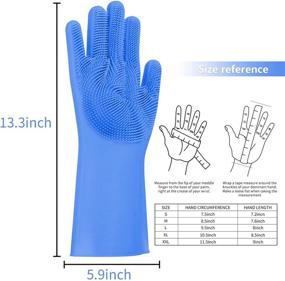 img 3 attached to 🧤 Versatile Silicone Scrubber Gloves with Sponge: Ideal for Dishwashing, Housework, Kitchen Utensils, Bathroom Cleaning, Pet Bathing, and Car Washing