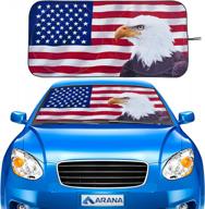 show your patriotism with arana american eagle flag car sun shade - protect your car from harmful uv rays and heat with foldable sun shield for windshield logo