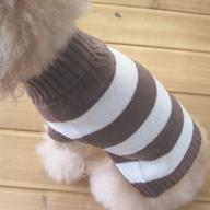 🐶 turtleneck striped dog wool classic sweaters (brown and white stripe, small) логотип