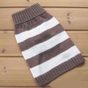 img 2 attached to 🐶 Turtleneck Striped Dog Wool Classic Sweaters (Brown and White Stripe, Small)