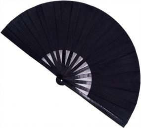 img 4 attached to Amajiji Black Large Hand Fan For Men And Women - Ideal For Rave, Chinese And Japanese Kung Fu Tai Chi Performances, Festivals, Crafts, And Gifts - Folding Dance Fan With Stunning Performance